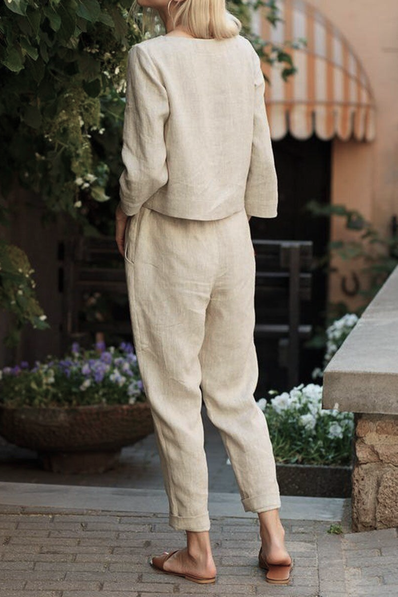 100% Cotton Linen Monochrome 2 Piece Set