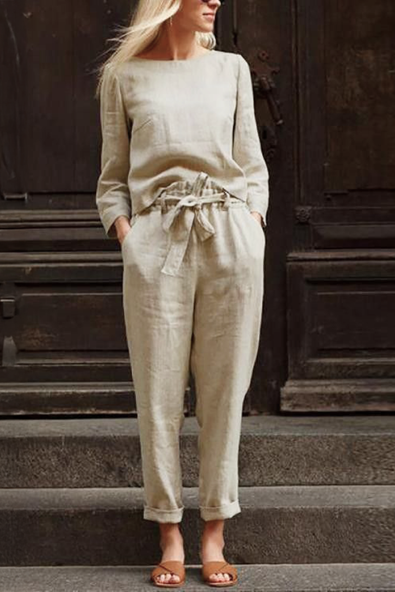 100% Cotton Linen Monochrome 2 Piece Set