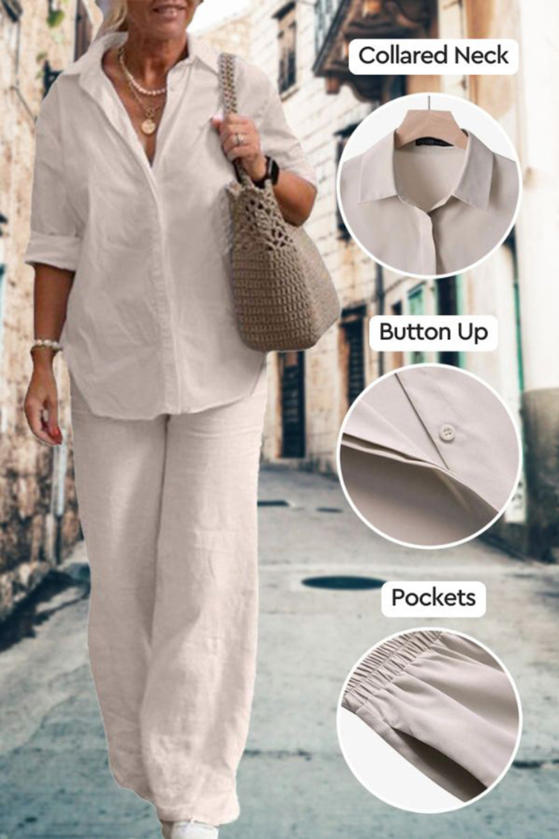 Relaxed Shirt &amp; Trousers Two-Piece Set