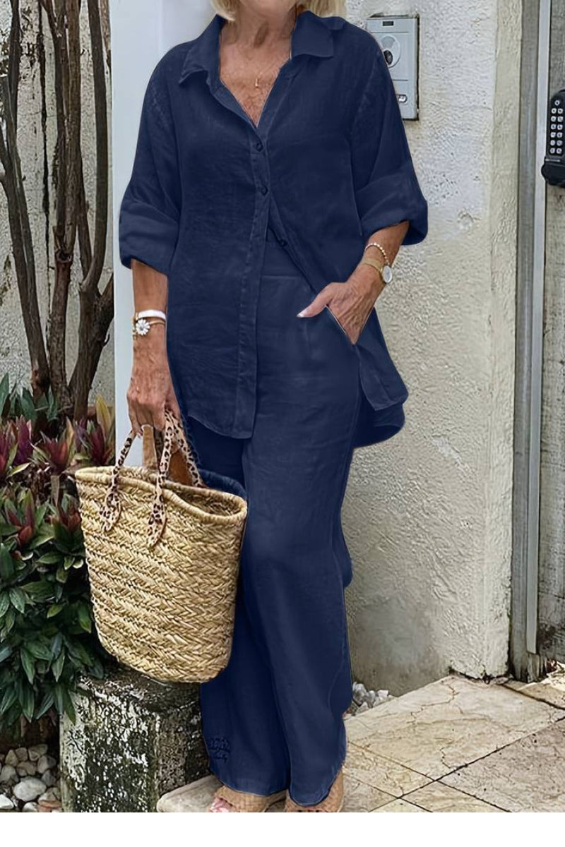 Relaxed Shirt &amp; Trousers Two-Piece Set