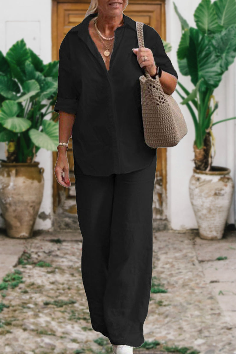 Relaxed Shirt &amp; Trousers Two-Piece Set