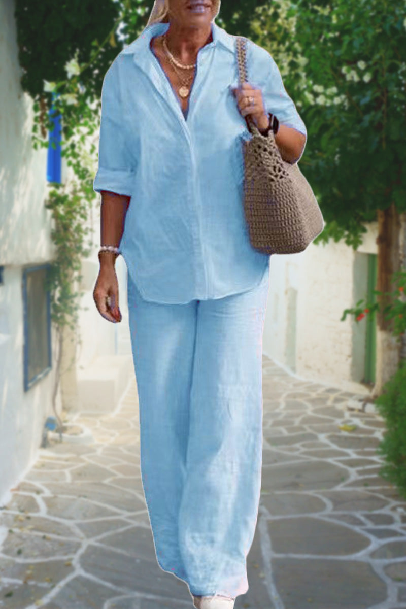 Relaxed Shirt &amp; Trousers Two-Piece Set