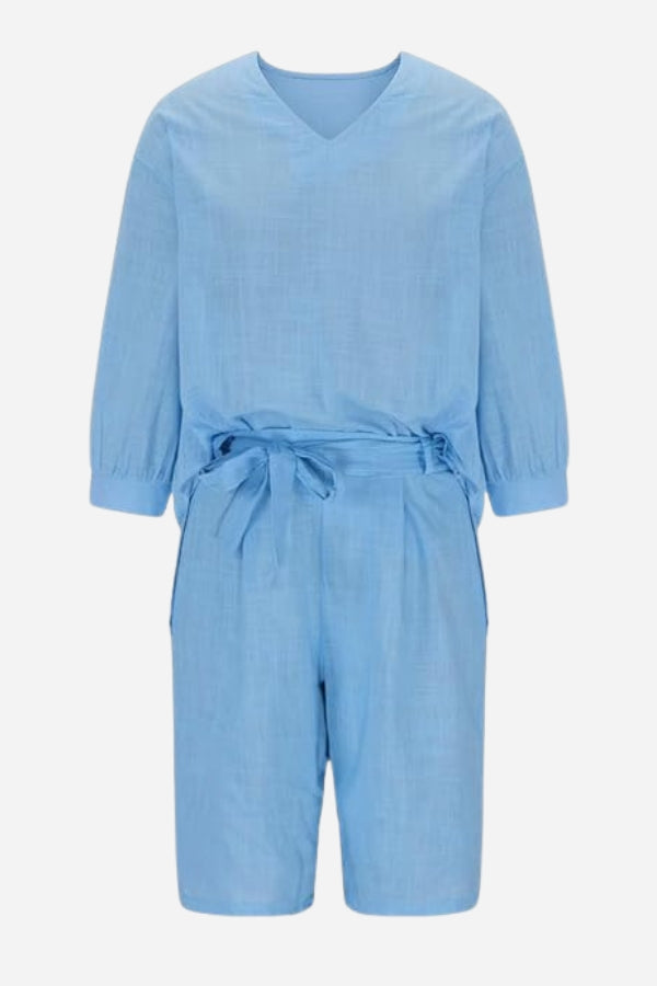 Stay Cool &amp; Classy: Two-piece Set With Loose Shirt &amp; High-waisted Shorts