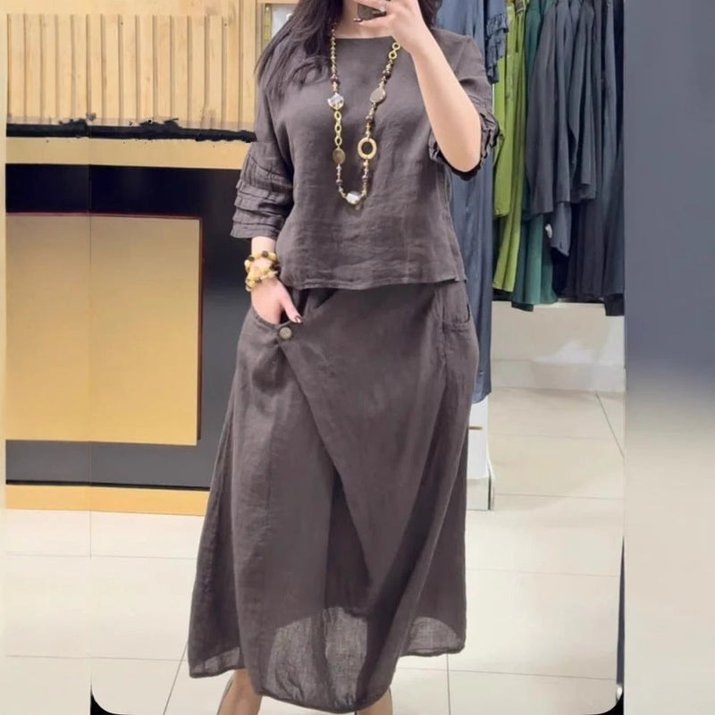 Casual Solid Color Two-Piece Dress Set