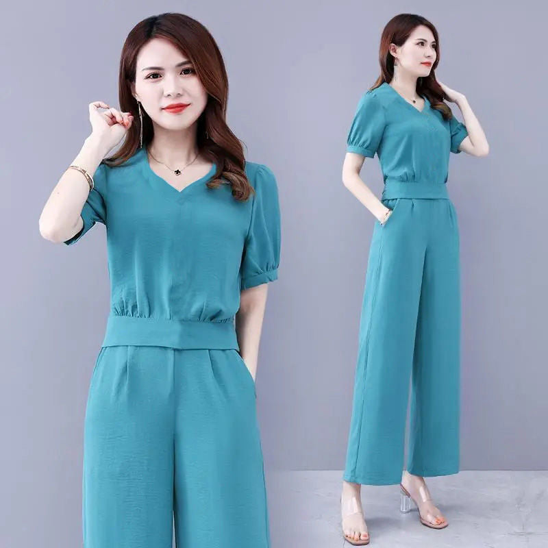 Elegant Goddess Style Two-Piece Pants Set