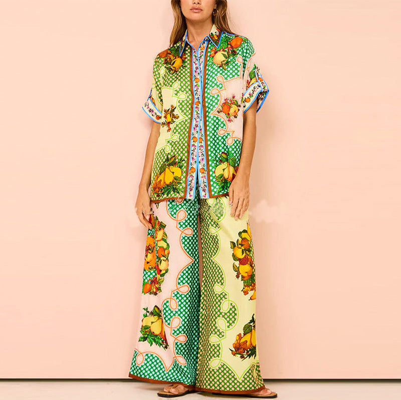 Graffiti Print Casual Shirt and Long-Sleeve Set