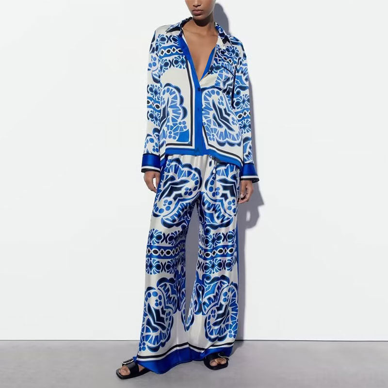 Graffiti Print Casual Shirt and Long-Sleeve Set
