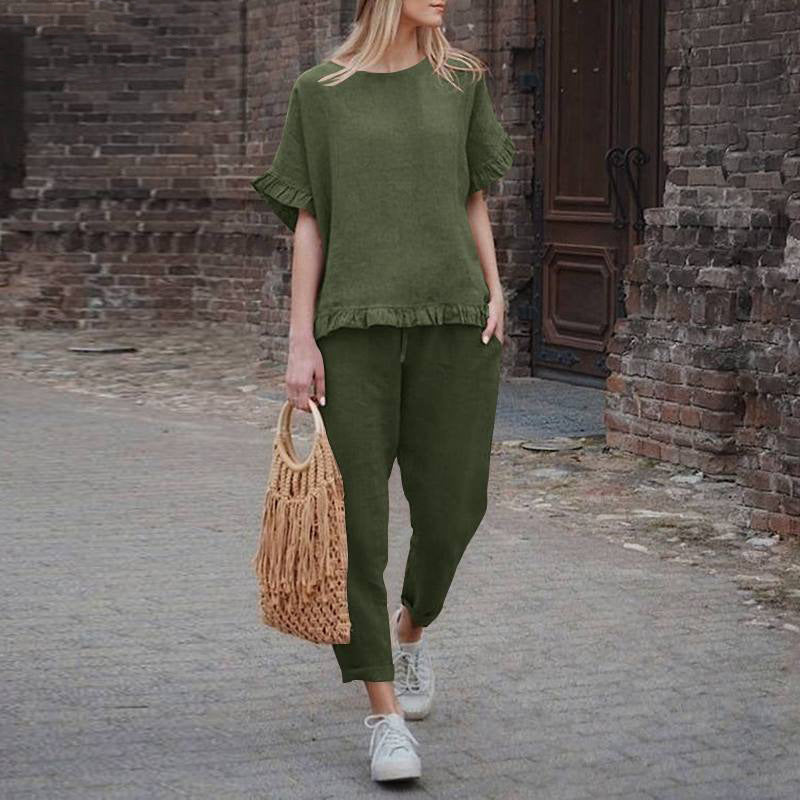 Plus Size Chinese Style Casual Pants Suit