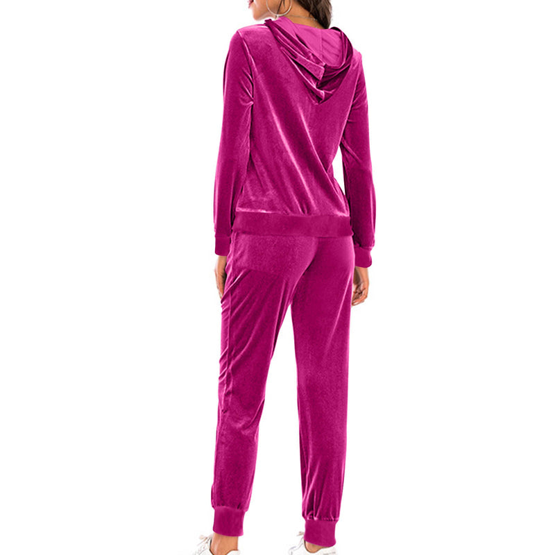 Slim-Fit Hooded Casual Long-Sleeve Suit Set