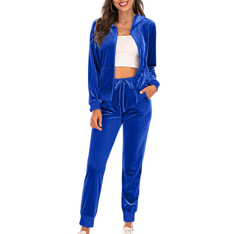 Slim-Fit Hooded Casual Long-Sleeve Suit Set