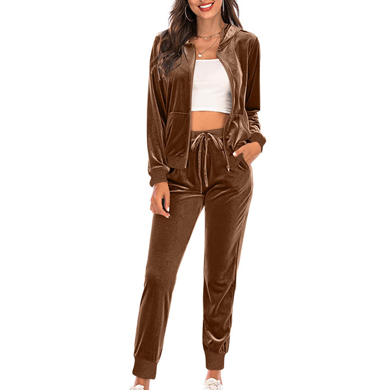 Slim-Fit Hooded Casual Long-Sleeve Suit Set