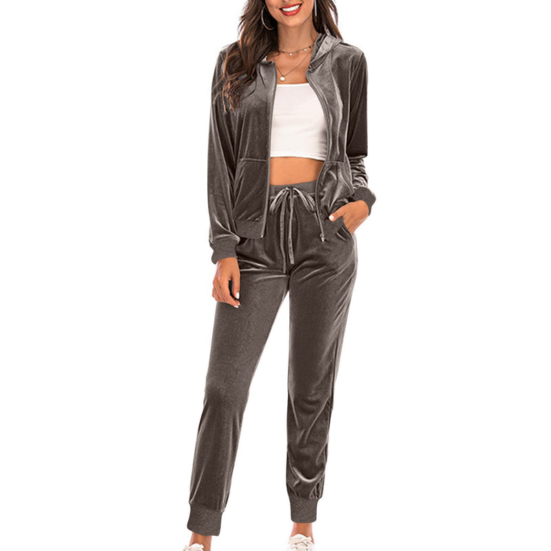 Slim-Fit Hooded Casual Long-Sleeve Suit Set