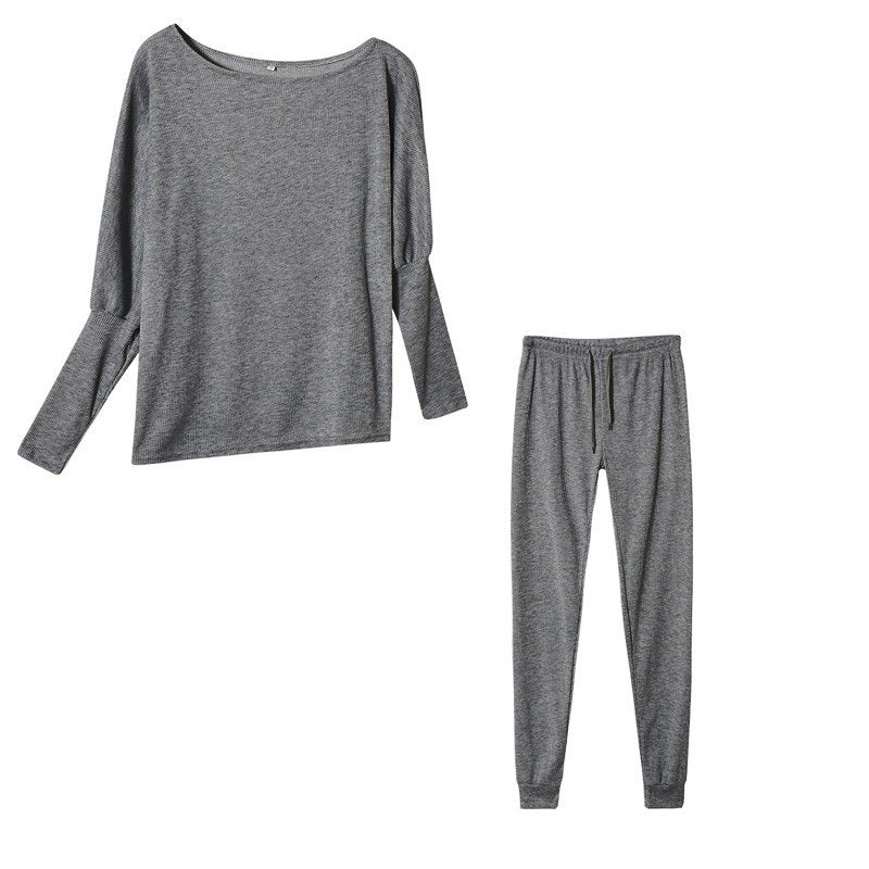 Lace-Up Off-Shoulder Casual Long Pants Suit