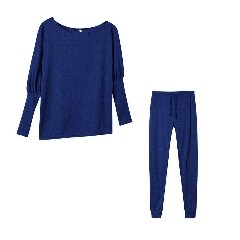 Lace-Up Off-Shoulder Casual Long Pants Suit