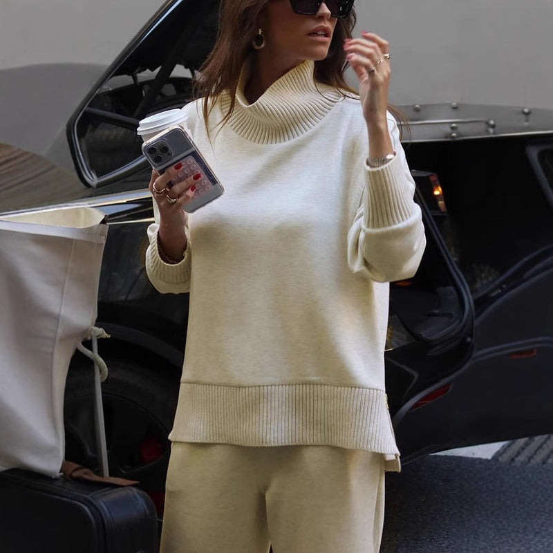 Casual Loose Pocket Sweatshirt Set