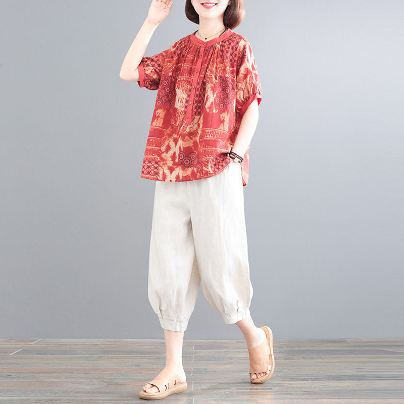 Flattering Printed Two-Piece Casual Suit