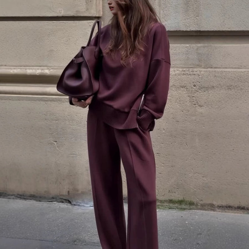 Casual Loose Pocket Sweatshirt Set