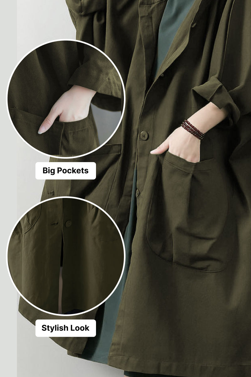 One Size Fits All Oversized Water Resistant Windbreaker Jacket